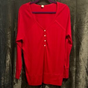 Women's Red Button-Up Top